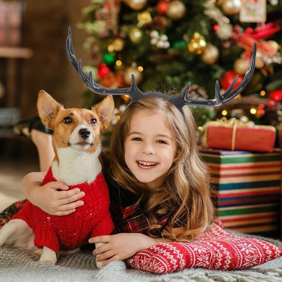 3169 Reindeer Antlers Headband Black Elk Deer Horn Headpiece Long Elk Horn main image 9